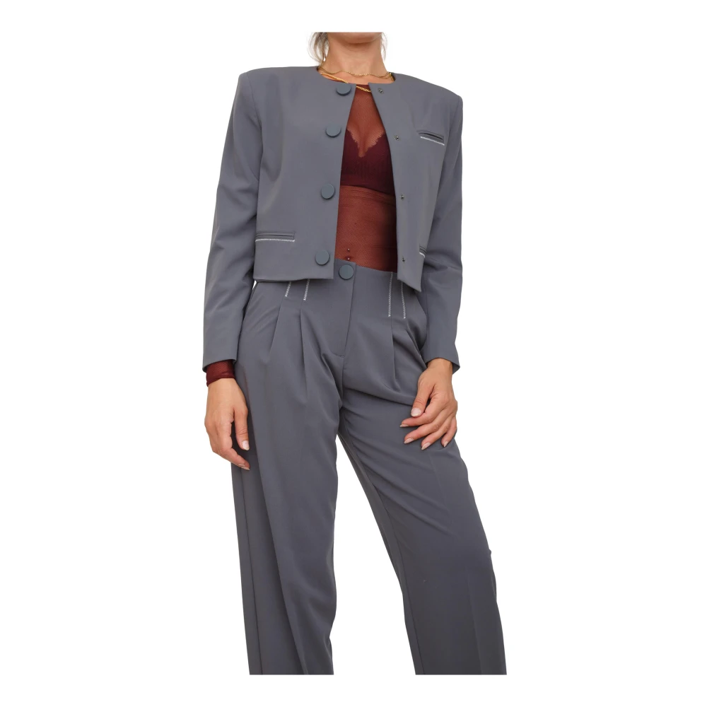 Armani Exchange Women's Gray Blazer With Elastane Blend