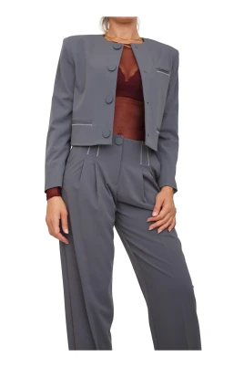 Grå Blazer med Elastanblandning