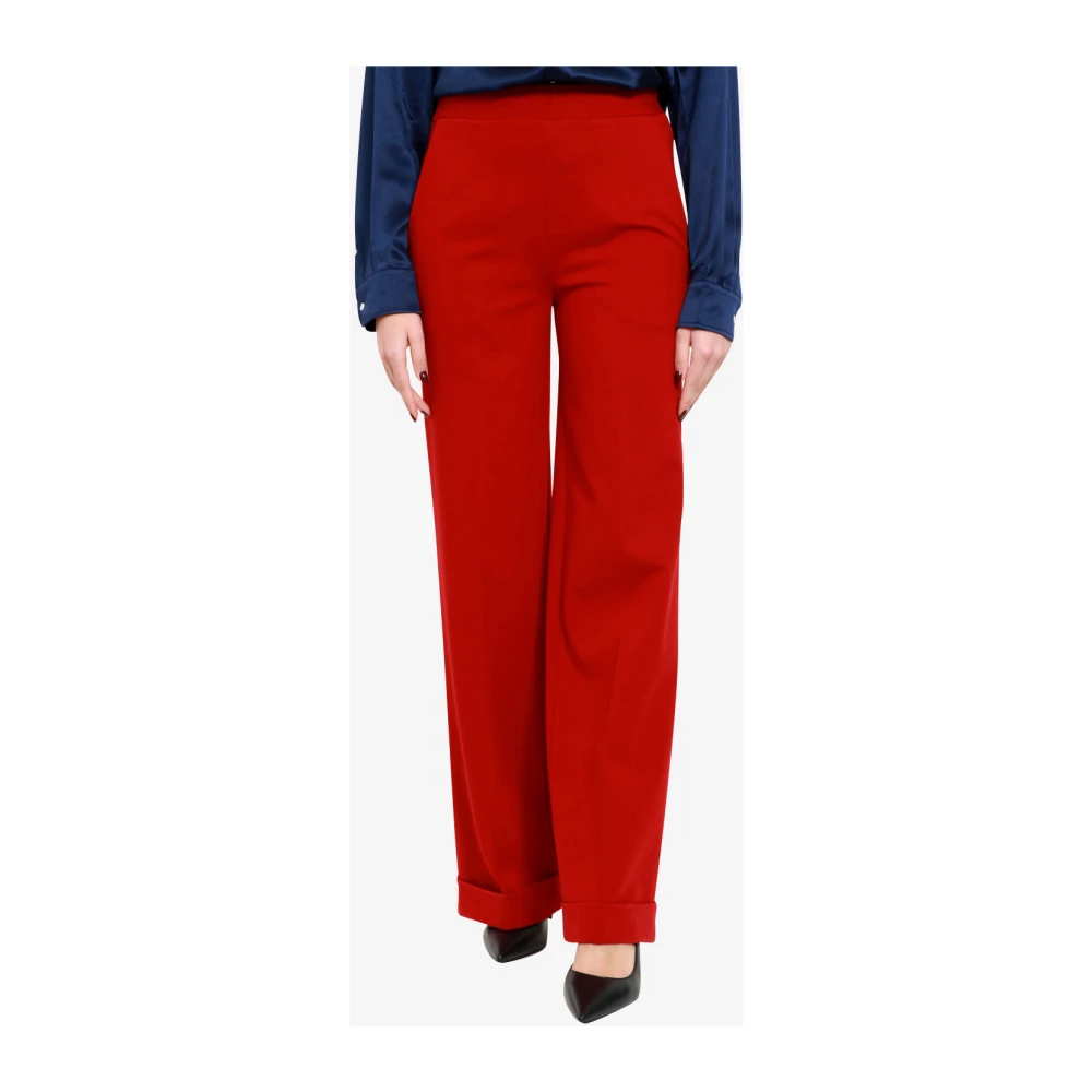 Semicouture Rode Milan Steek Wijde Pijp Broek Red Dames