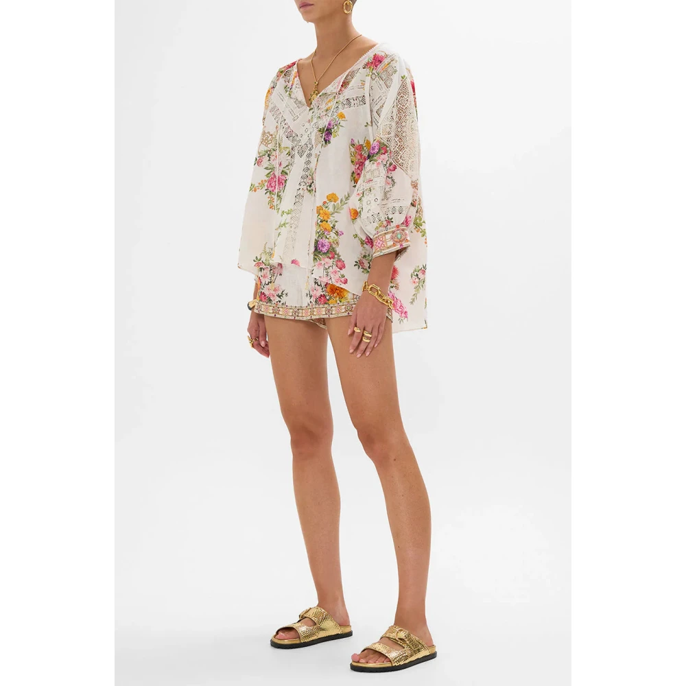 Camilla Raglanmouwblouse met manchet Beige Dames