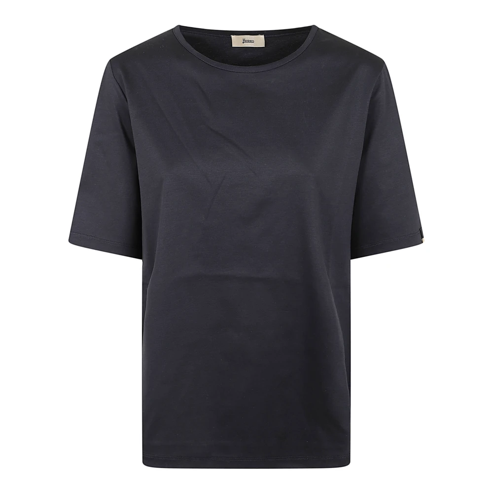 Herno Vrouw Blauw Tops Dames, Xs, Katoen, Side Slits Katoenen T-Shirt