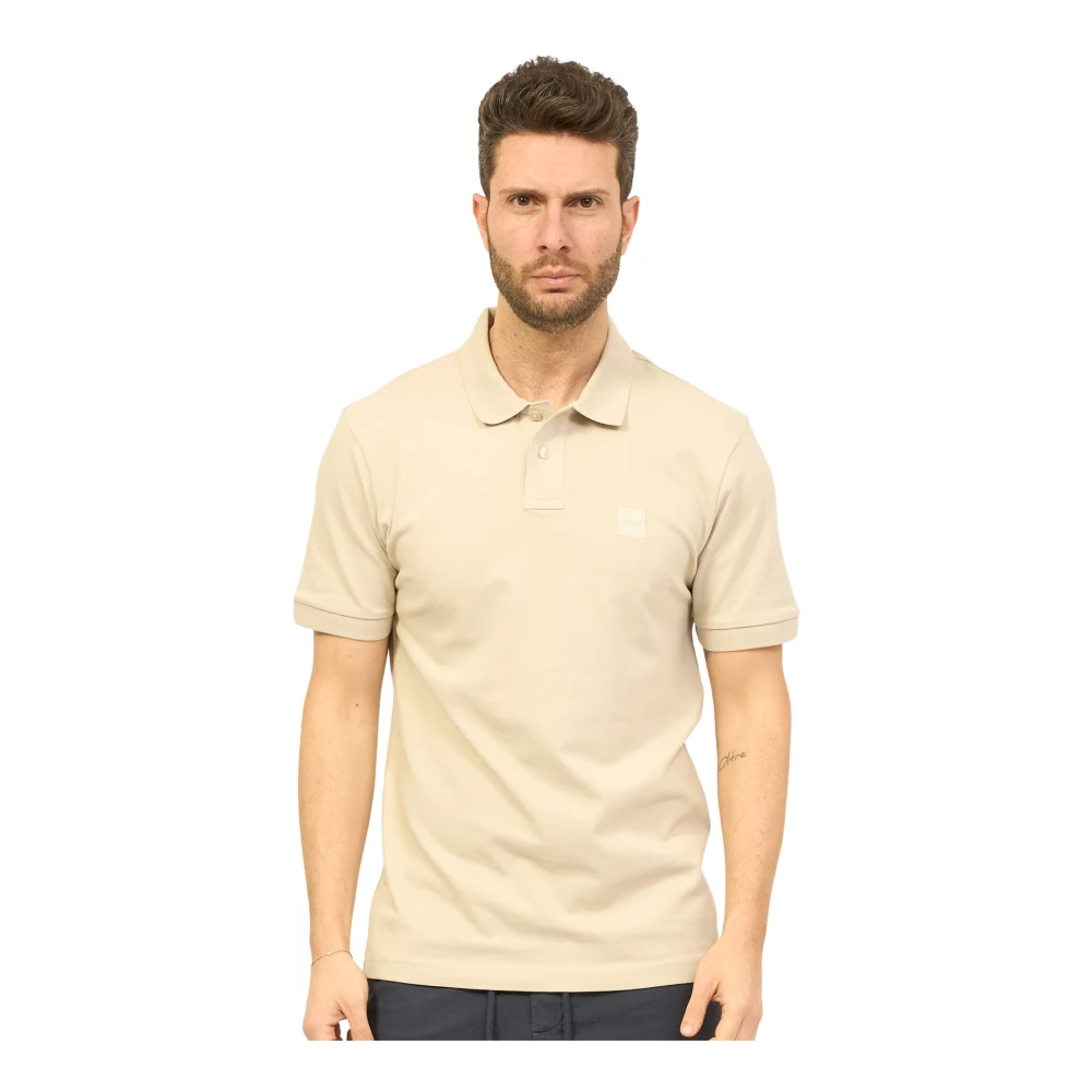 Boss Beige Polo Passenger Korte Mouw Shirt Beige Heren