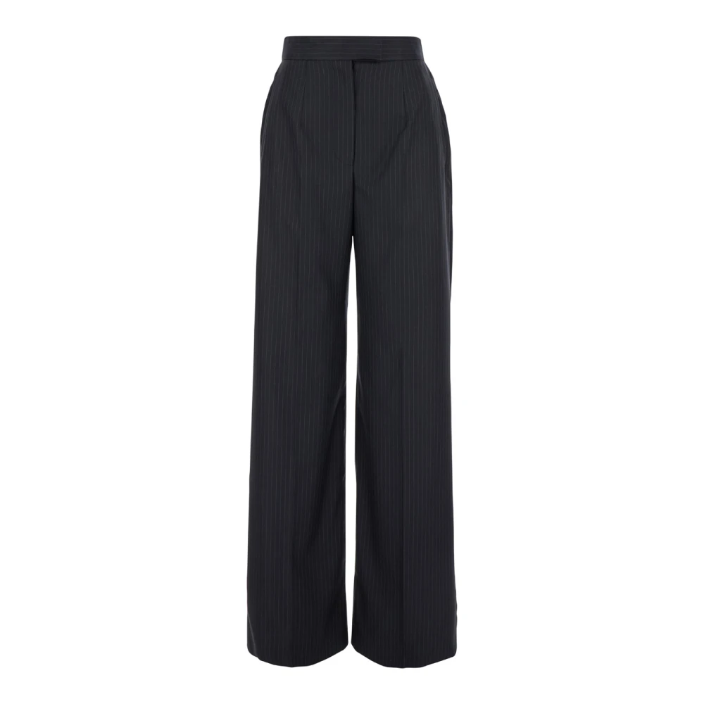 Alexander mcqueen Hoge Taille Pinstripe Broek Zwart Wol Blue Dames