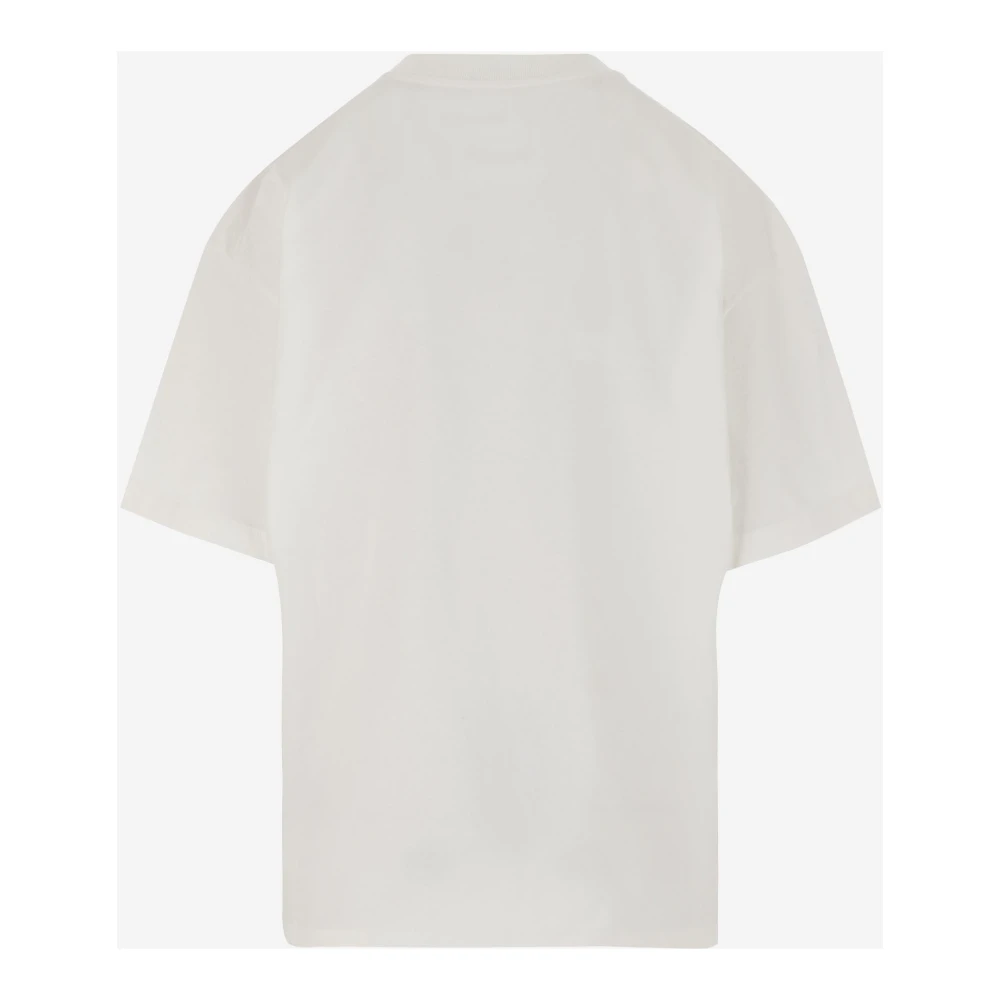 Jil Sander Logo Katoenen T-shirt Ivoor Oversized Pasvorm White Dames