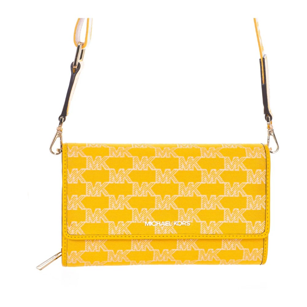 Michael Kors Stijlvolle Schoudertas met Klep Sluiting Yellow Dames