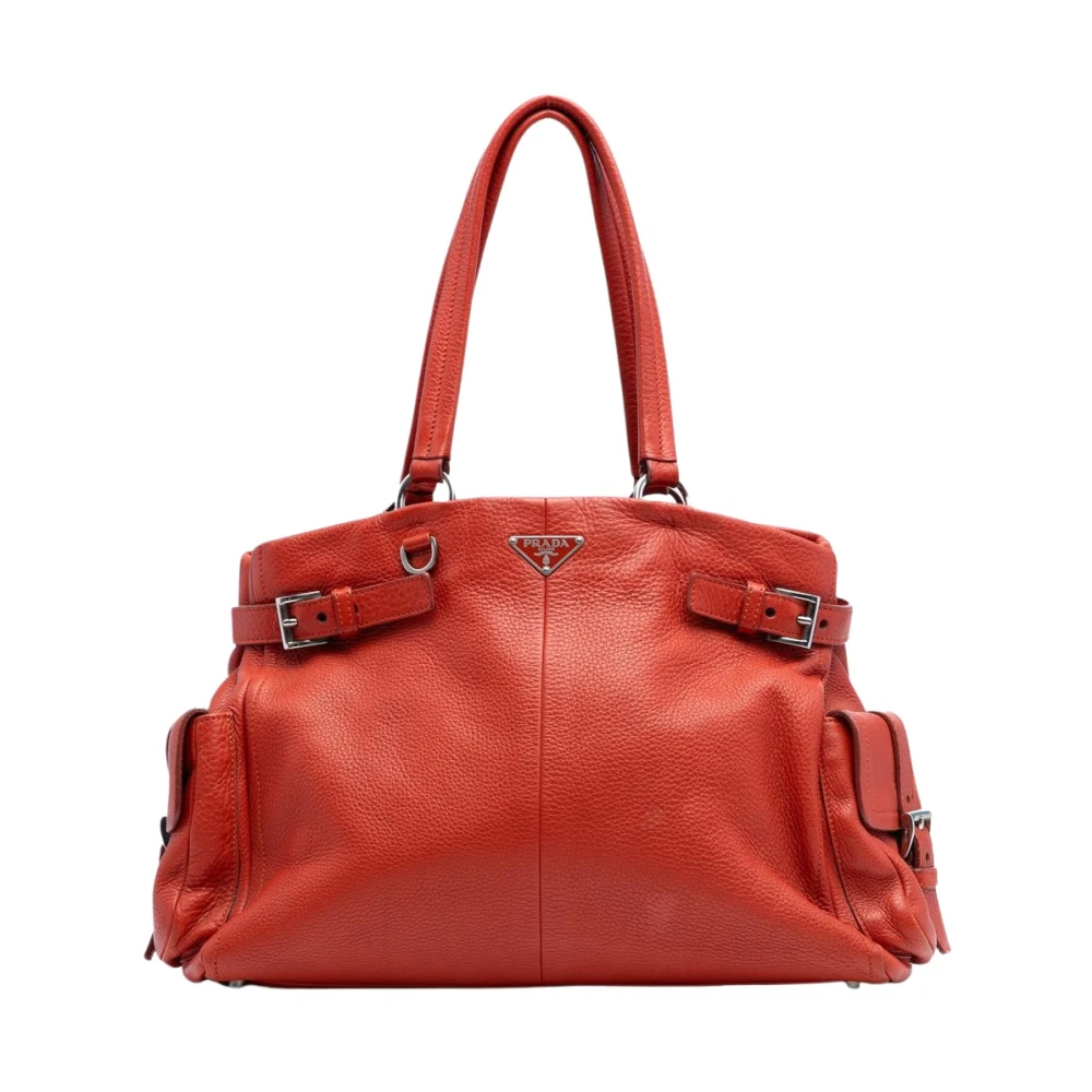 Prada Vintage Women's Orange Pre-Owned Leather Satchel Bag