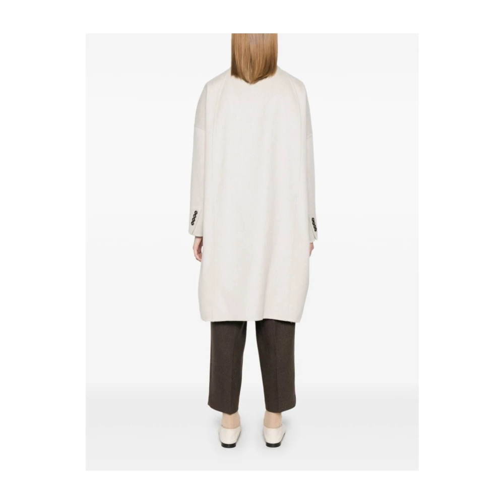 BRUNELLO CUCINELLI Kasjmier Grijs Jas Dubbele Knopen Peak Revers Gray Dames