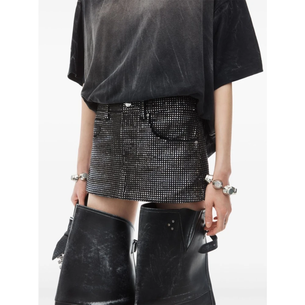 alexander wang Kristal Distressed Mini Rok Black Dames