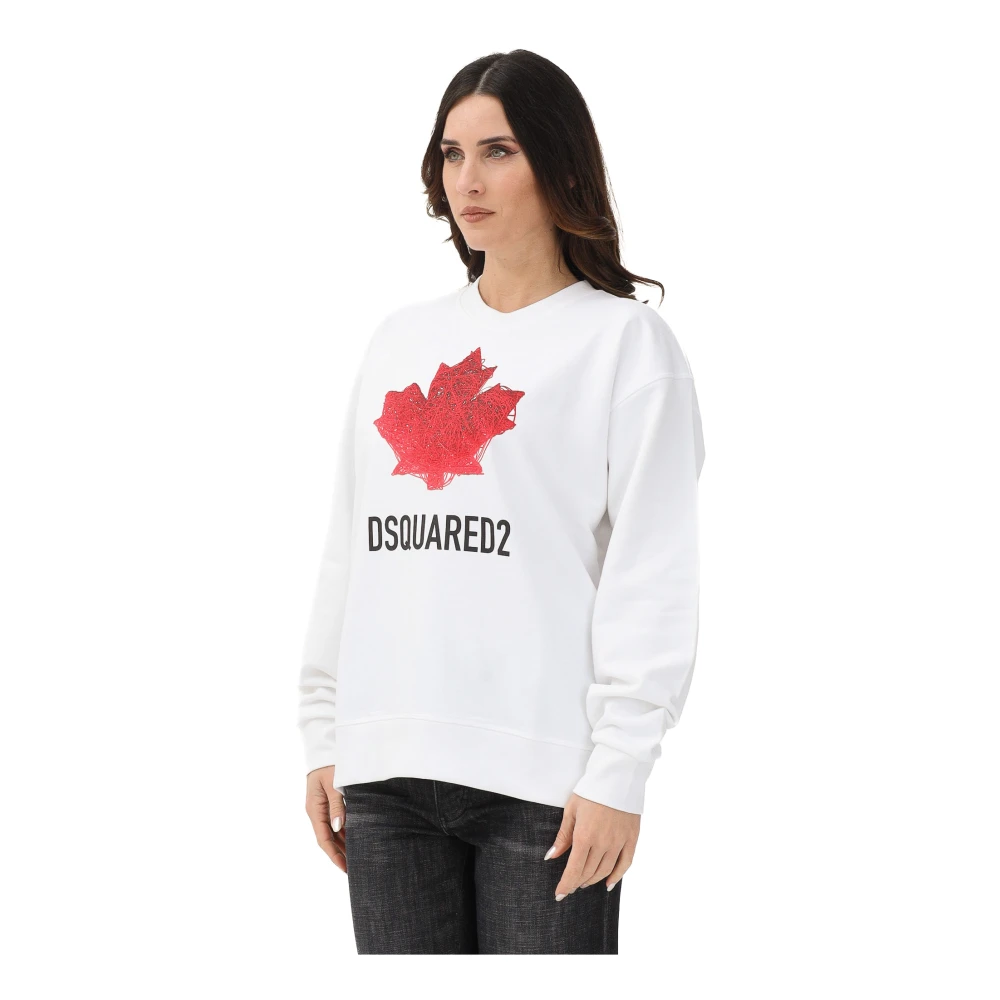 Dsquared2 Sudadera De Cuello Redondo Cepillada Sweatshirts & Hoodies Mujer Blanco L
