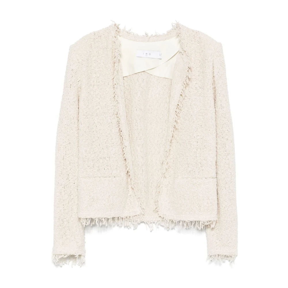 Iro Women's White Open Front Jacket Faux Pocket Large