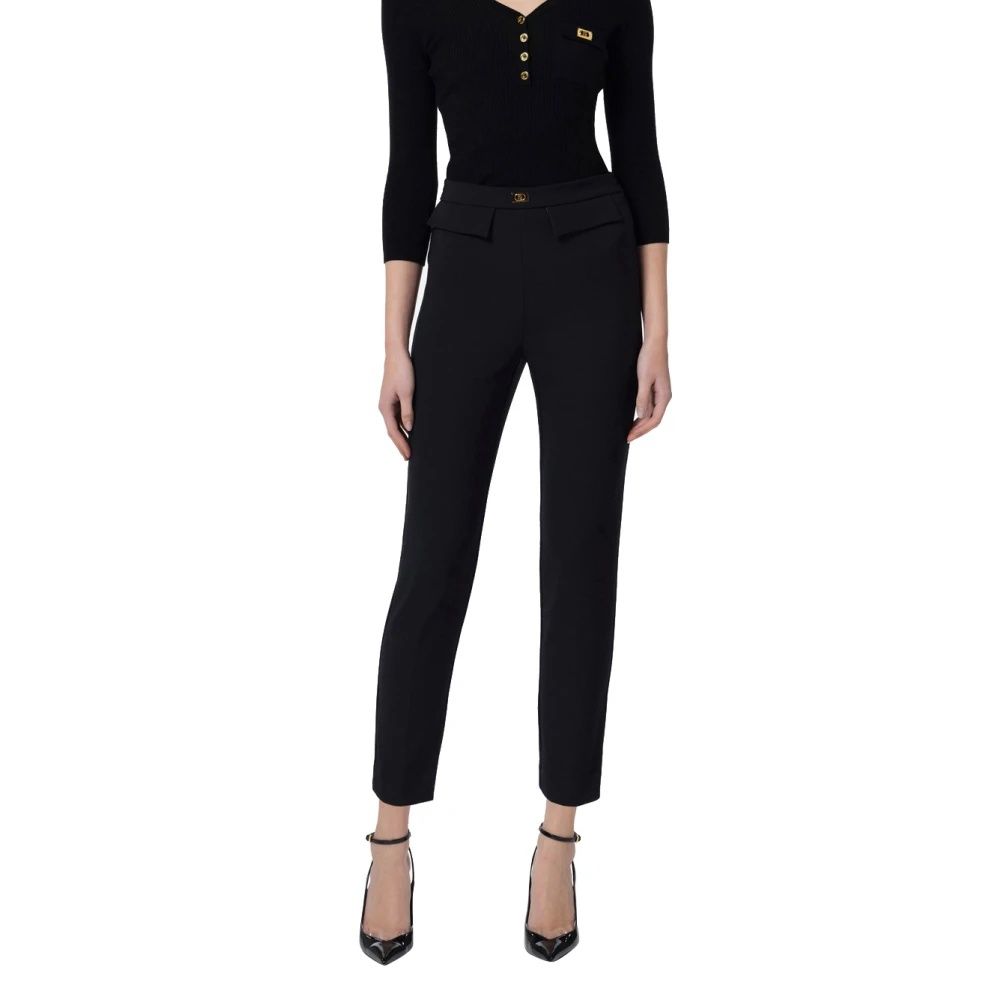 Elisabetta Franchi Zwarte Slim Fit Stretch Broek Black Dames
