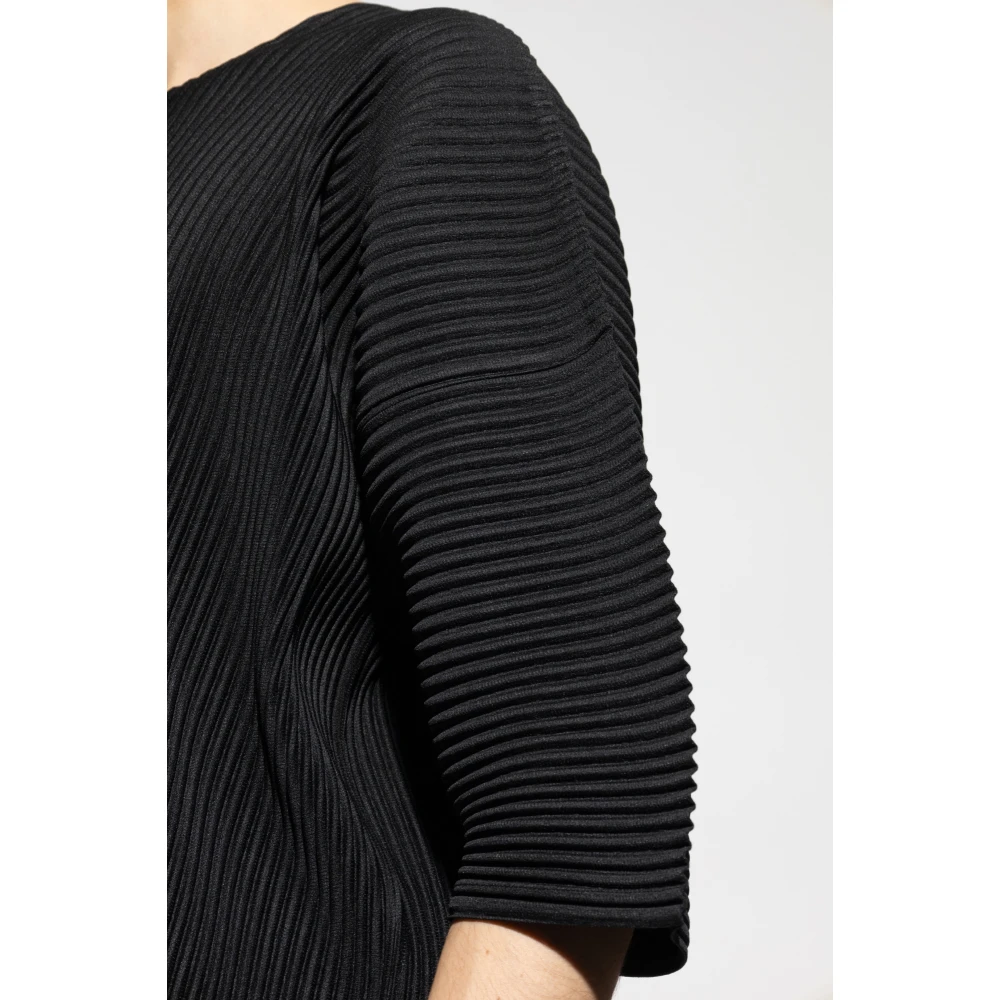 Issey Miyake Geplooide T-shirt Black Heren