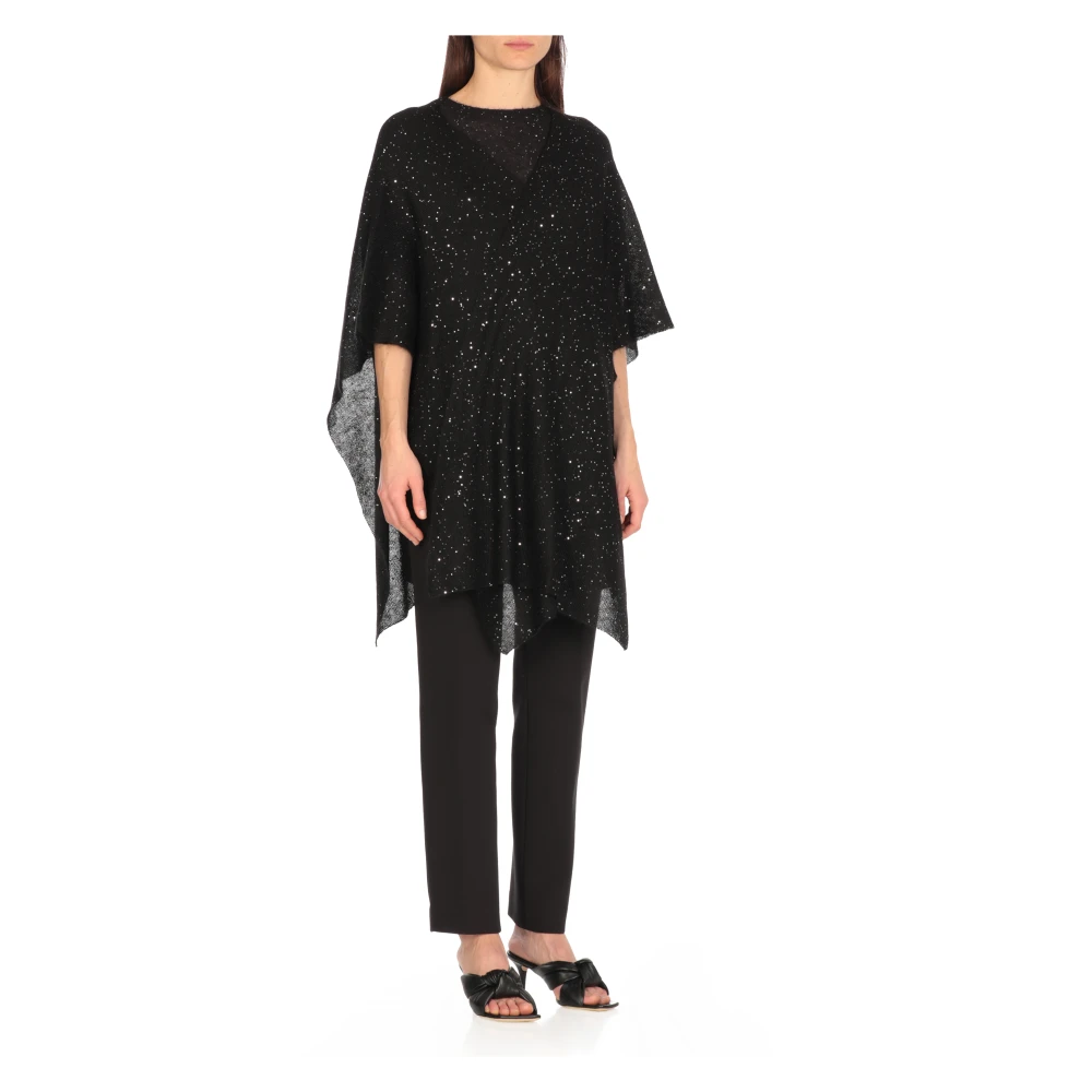 Fabiana Filippi Zwarte pailletten cape jas Black Dames