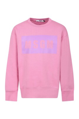 sweatshirt-rose-en-coton-avec-logo-imprime