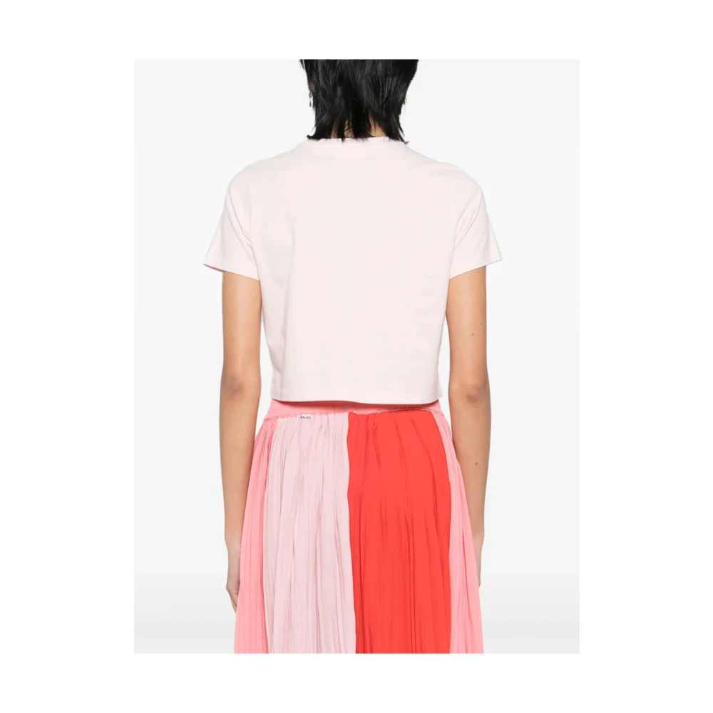 Maison Kitsuné Blush Pink Cropped Crew Neck T-shirt Pink Dames