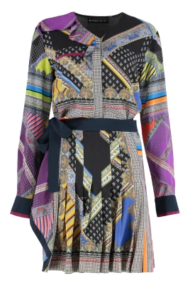 Tryckt Sidensarong Klänning