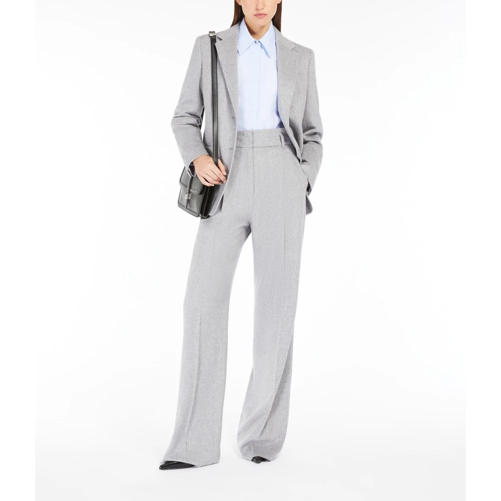 Max Mara Studio Wollen Broek met Riem Gray Dames