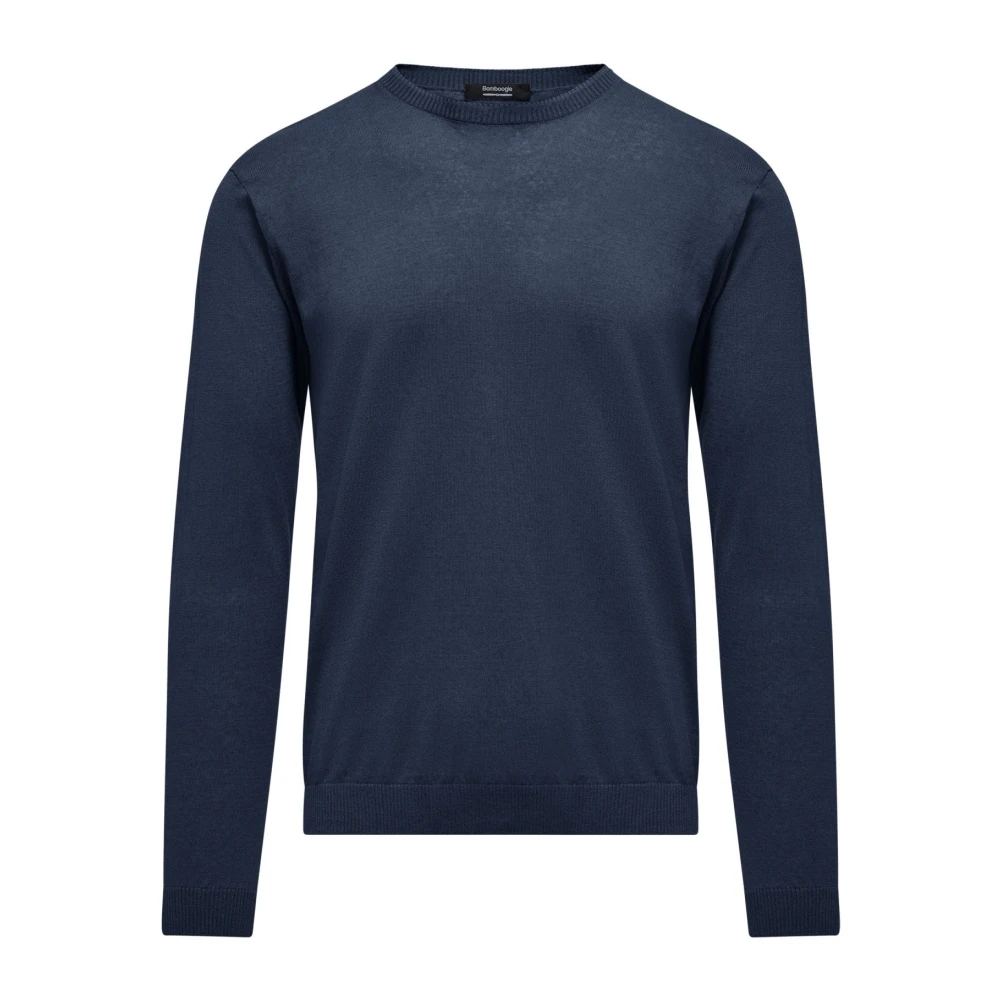 Bomboogie Men's Blue Round-Neck Knitwear,, Linen And Cotton Crew-Neck Jumper 2XL