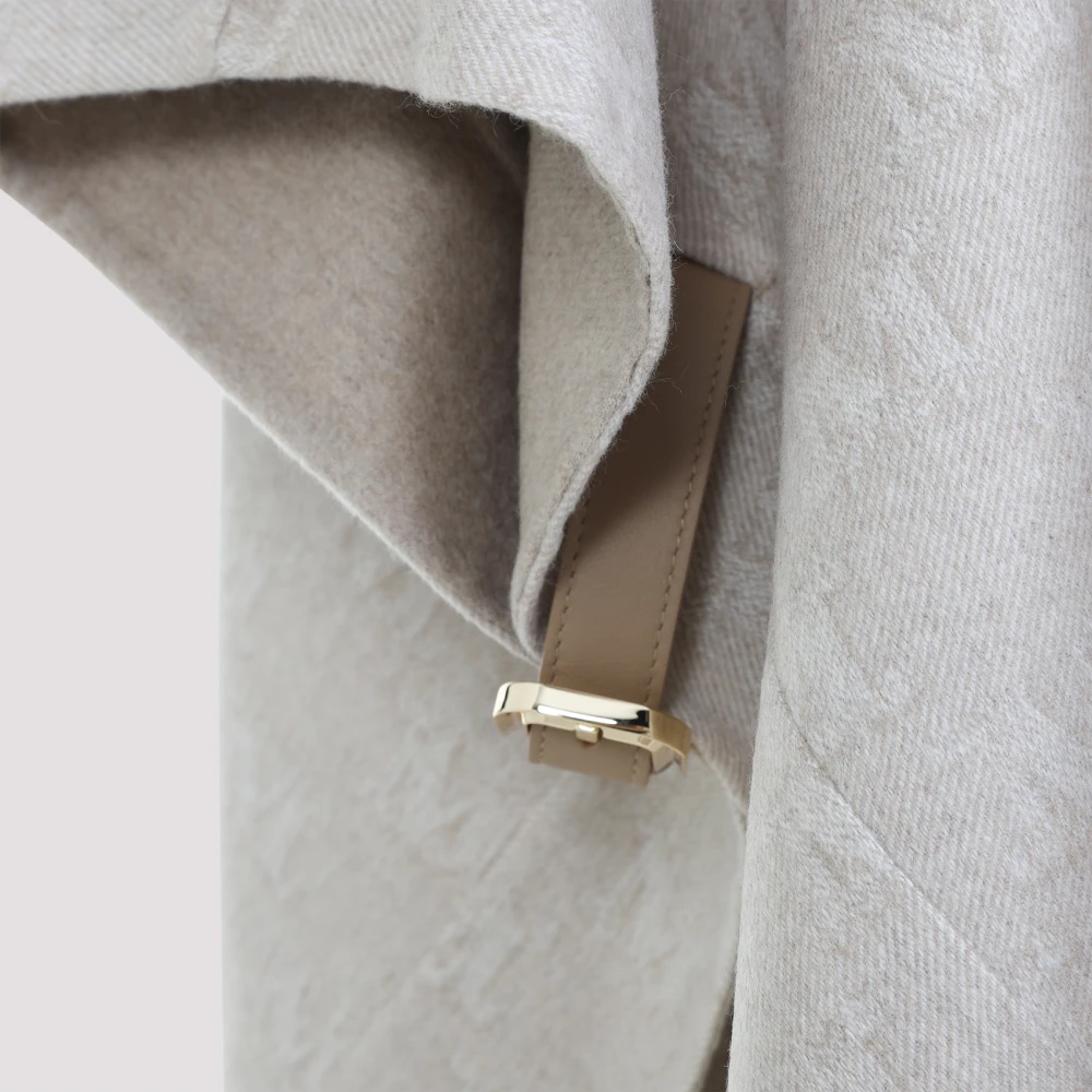 Max Mara Lange Logo Cape van Alpacawol Gray Dames