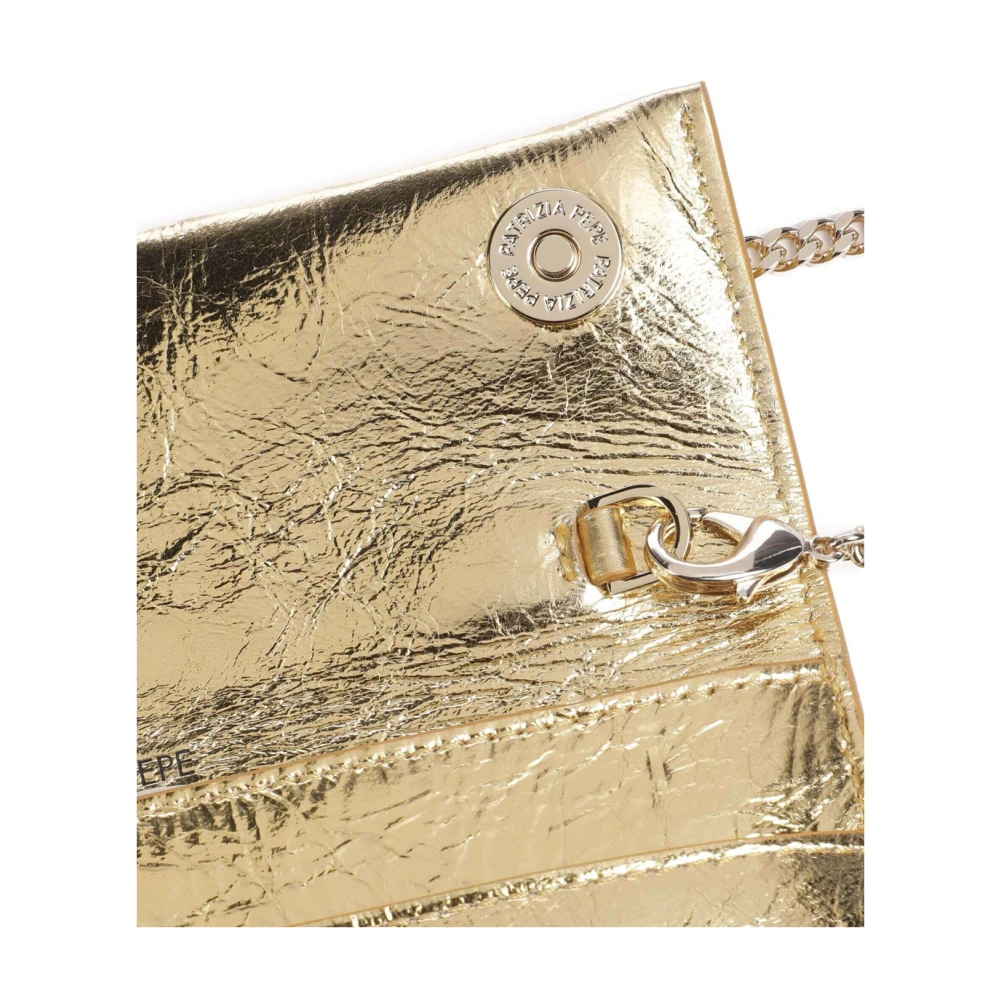 PATRIZIA PEPE Elegante Craquelegold Leren Schoudertas Yellow Dames