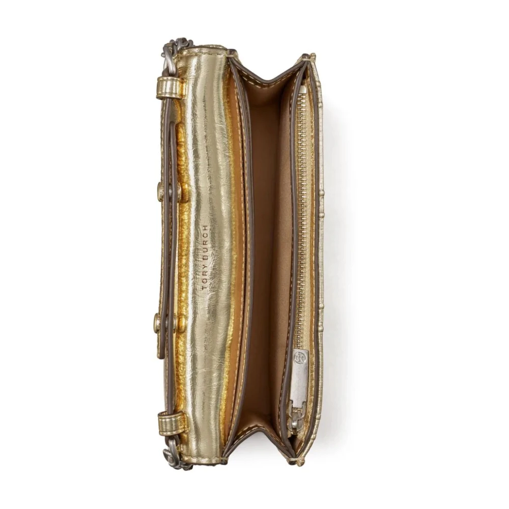 TORY BURCH Zachte Metallic Gewatteerde Kettingportemonnee Yellow Dames