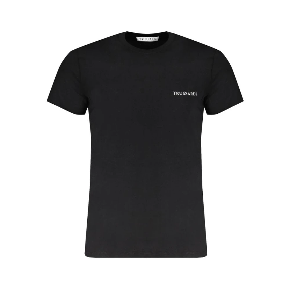 Trussardi Svart Bomull T-shirt med Tryck Logo Black, Herr