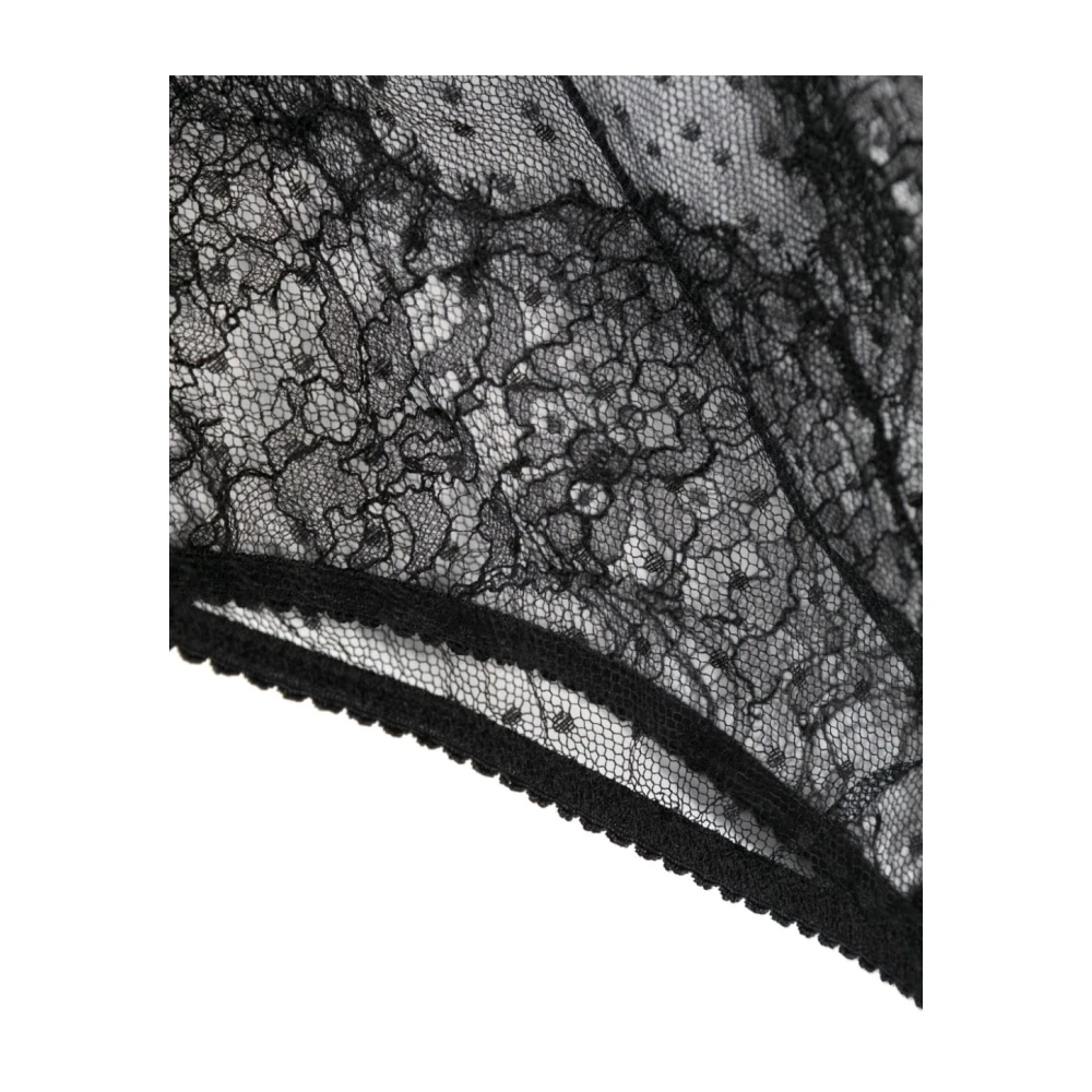 Dolce & Gabbana Hooggetailleerde kant en tule slip Black Dames