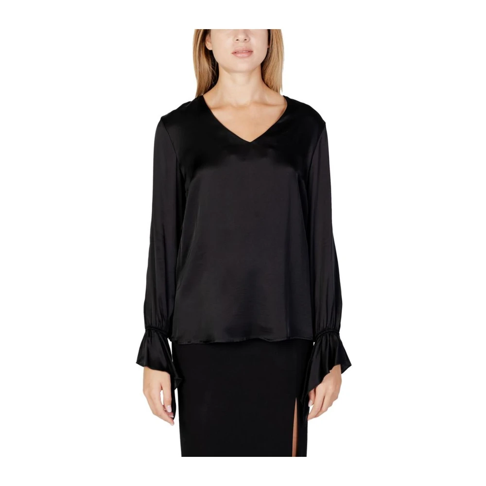 Sandro Ferrone Ruffle Cuffs V-Neck Blouse Collection Black Dames