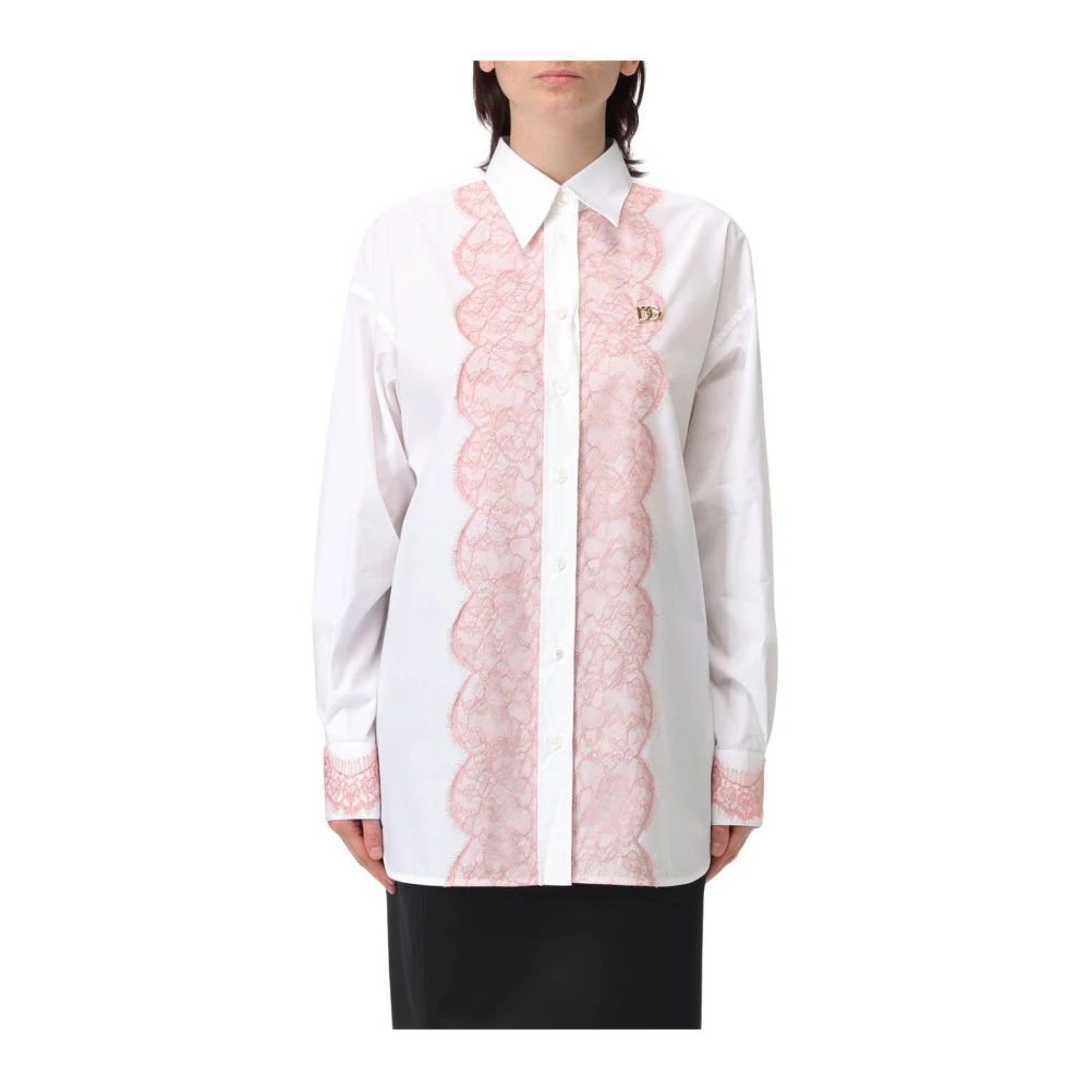Dolce & Gabbana Women's Multicolor Lace Detail Button-Down Shirt Extra Small
