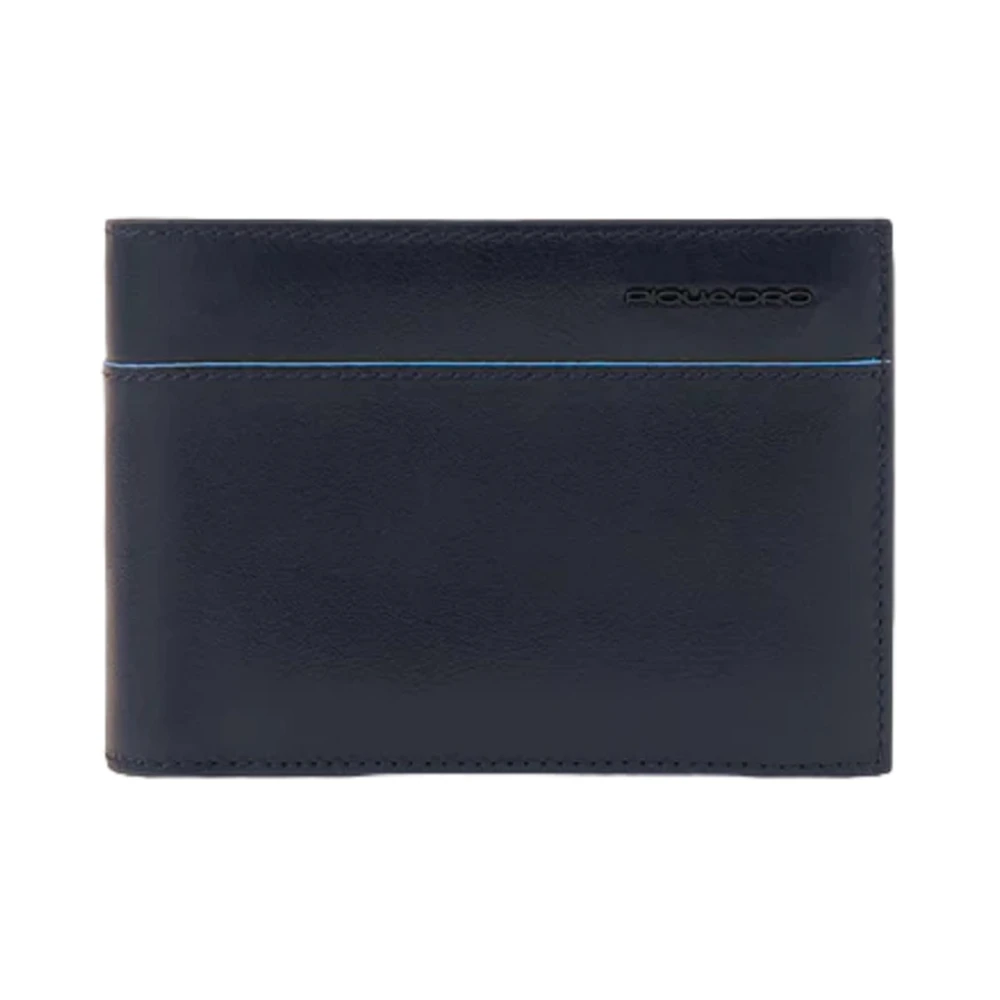 Piquadro Men's Blue Leather Wallet With Coin Pocket
