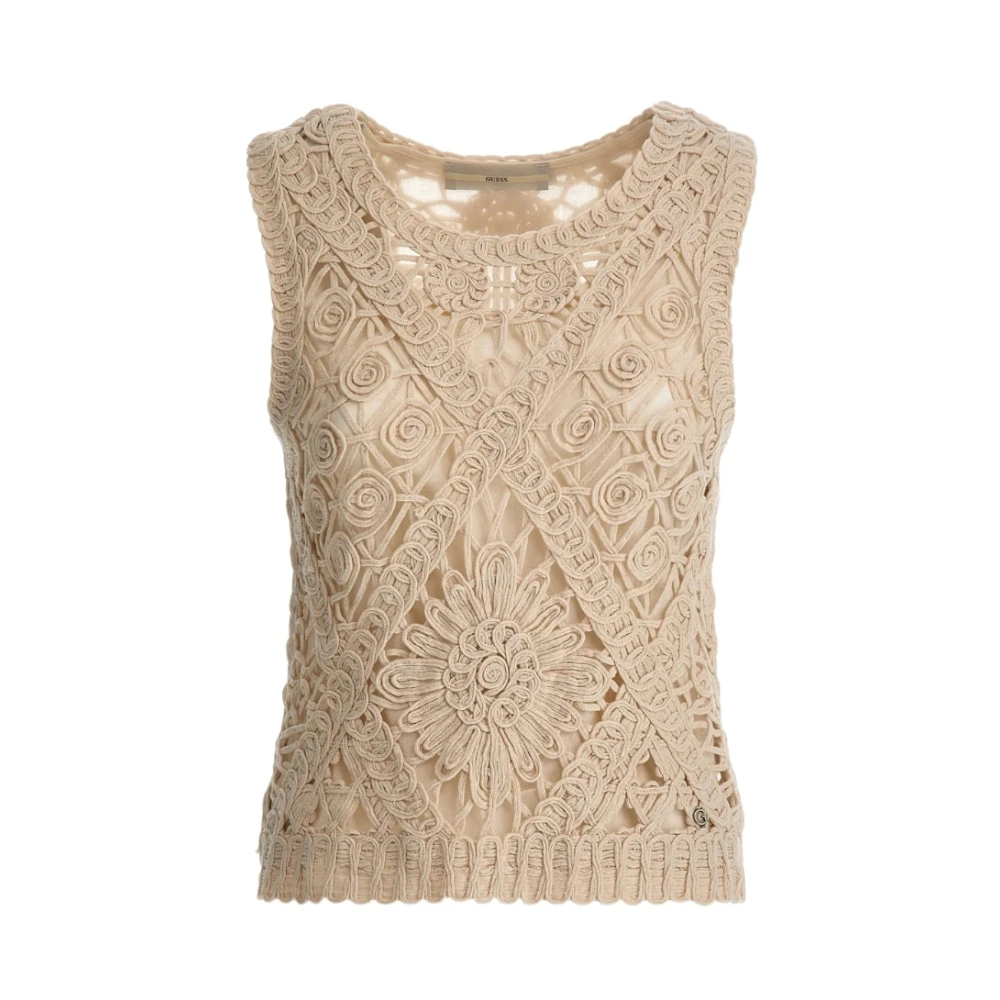 Guess Mouwloze Top Beige Dames