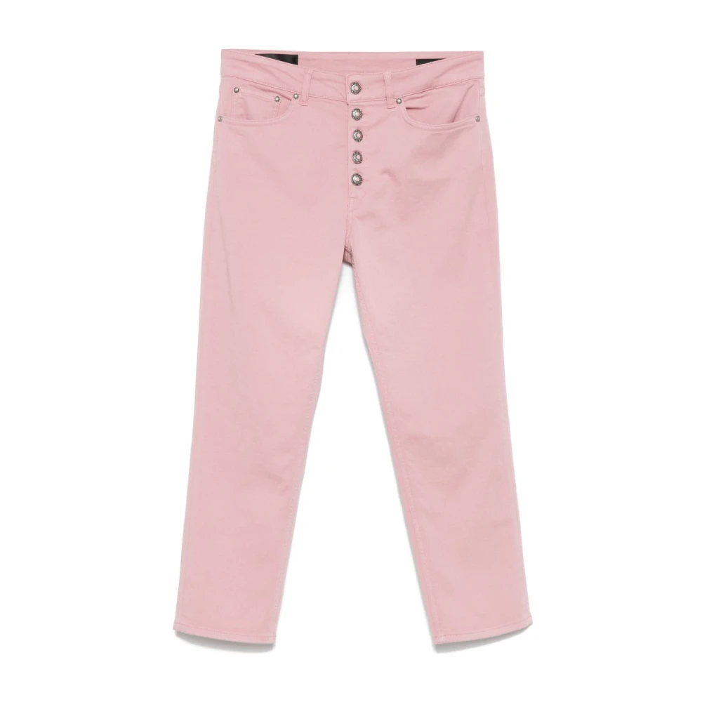 Dondup Roze Jeans Knoopsluiting Klassieke Zakken Pink Dames