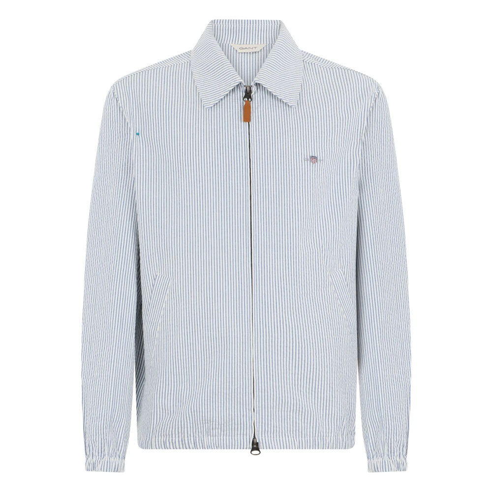 Gant Men's Blue Seersucker Windcheater Jacket - Light Jackets - Xl - Jackets