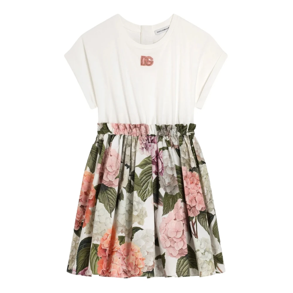 Dolce & Gabbana Multicolor Dresses, Female, 8 Y, Hydrangea-Print Jersey Dress