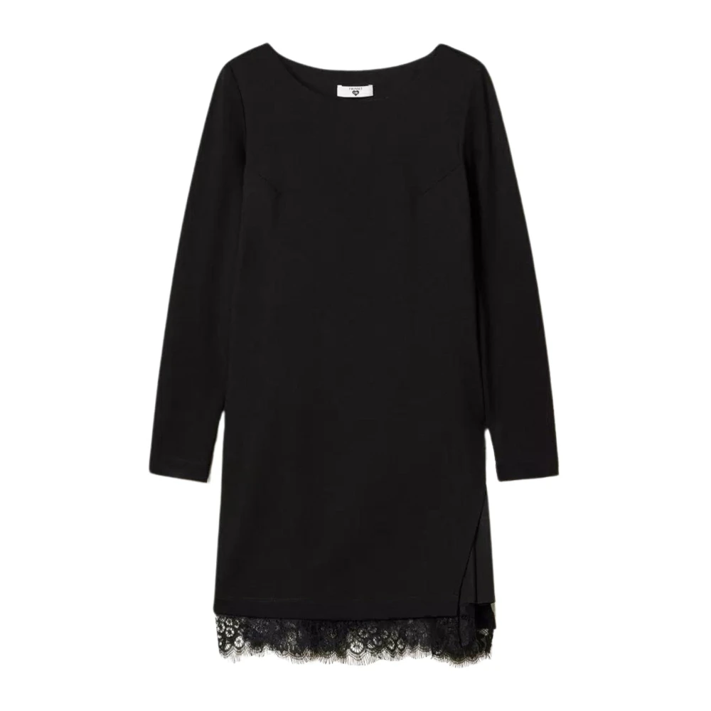 Twinset Zwarte Milano Jurk met Kantafwerking Black Dames