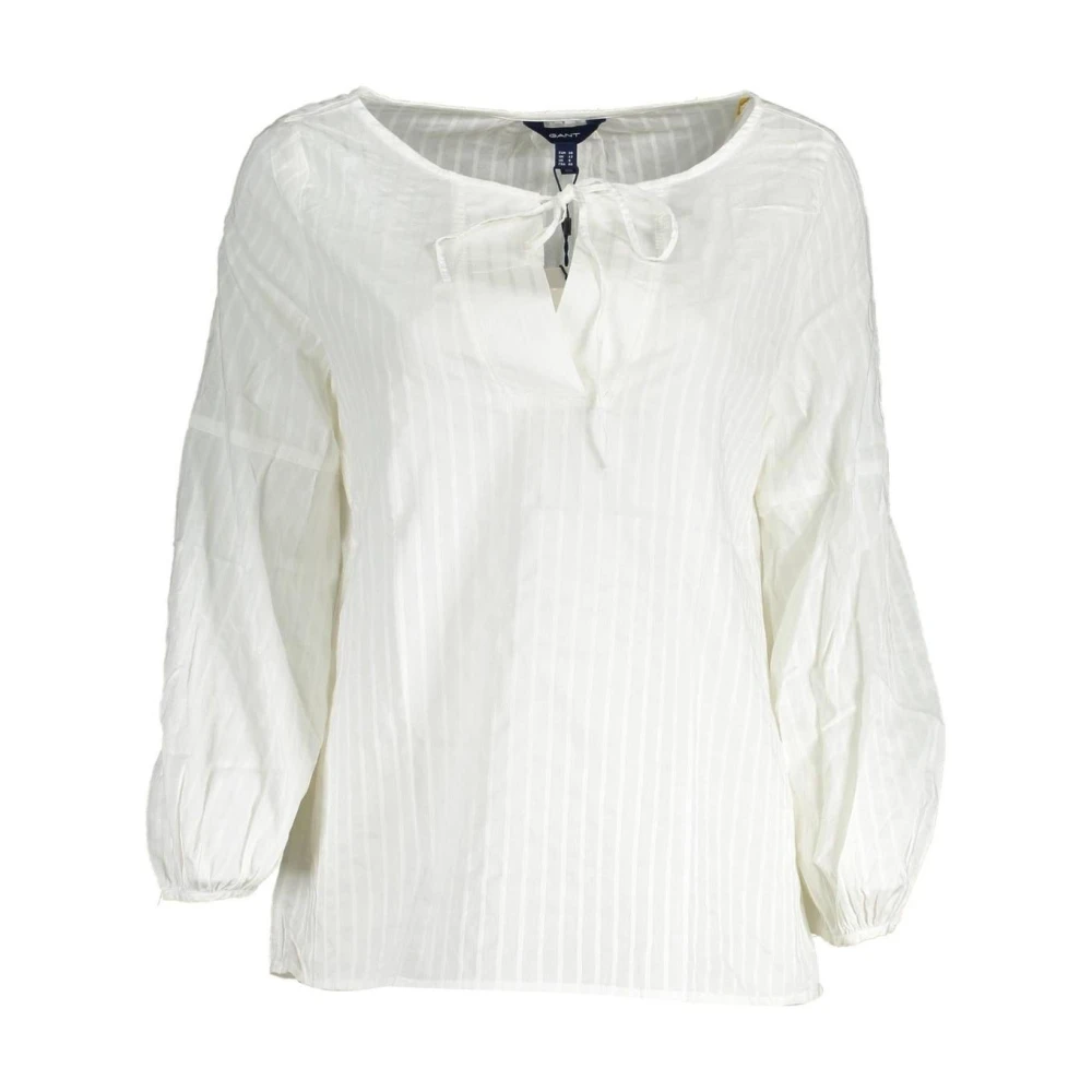 Gant Women's White Elegant Tie Neck Top For