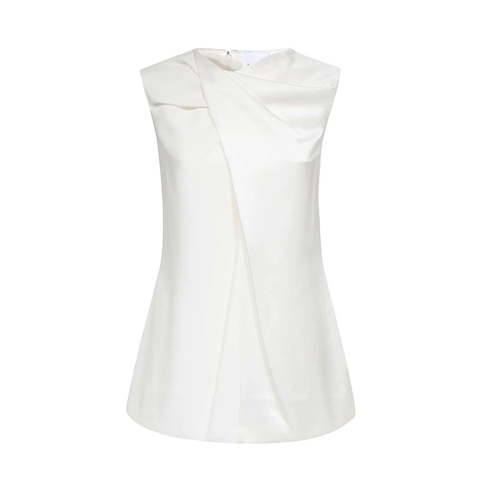 Burberry Zijden Satijnen Blouse Voorplooien Achterritssluiting White Dames