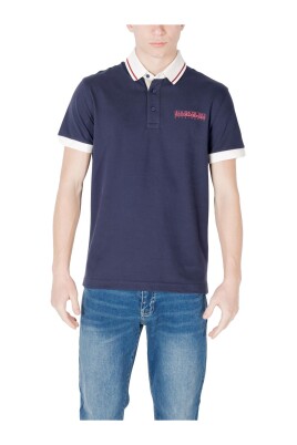 polo-en-coton-imprime-bleu
