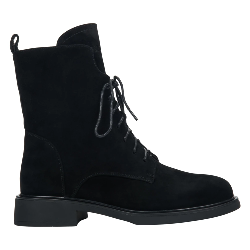 Estro Black Winter Boots, Female, 7 Uk, Velour Winter Ankle Boots With Fur Lining