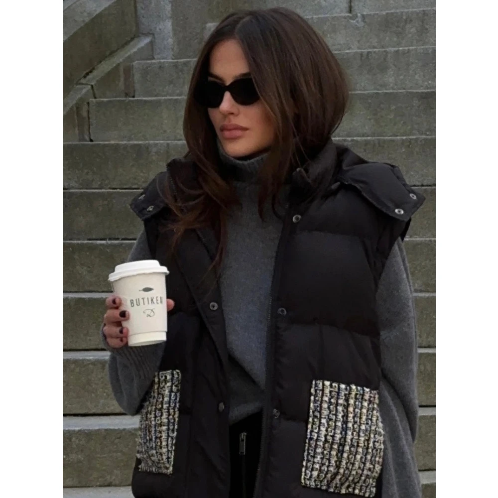 Cloeys Tweed Puffer Jack Vest Multicolor Dames