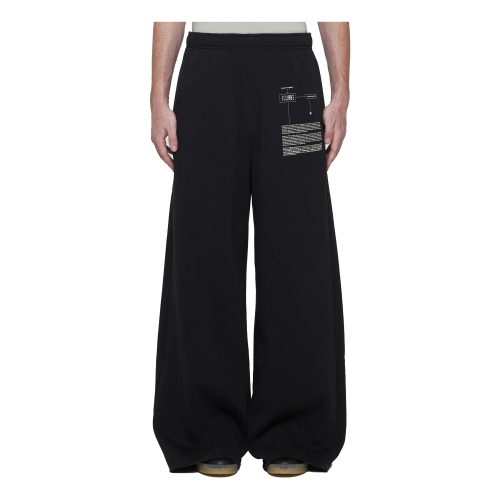 MM6 Maison Margiela Zwarte Oversized Sweatpants met Logo Print Black Heren