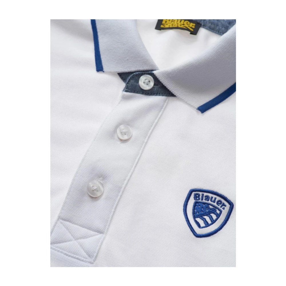 Blauer Katoenen Polo Shirt White Heren