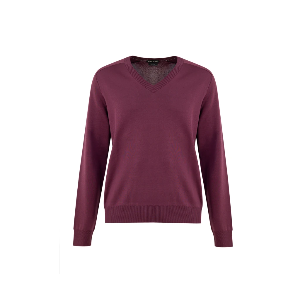 Tom Ford Men's Purple Silk V-Neck Sweater