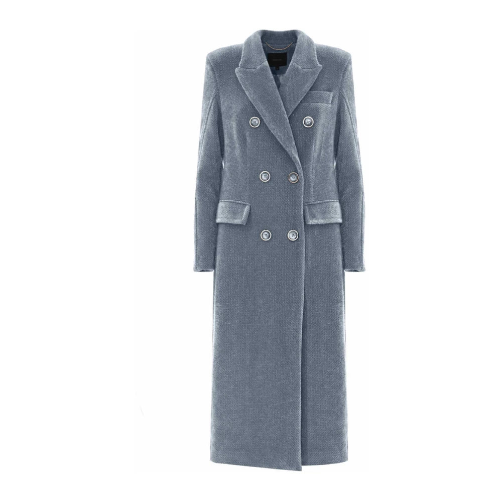 Kocca Elegante Grijze Dubbel-Breasted Jas Gray Dames