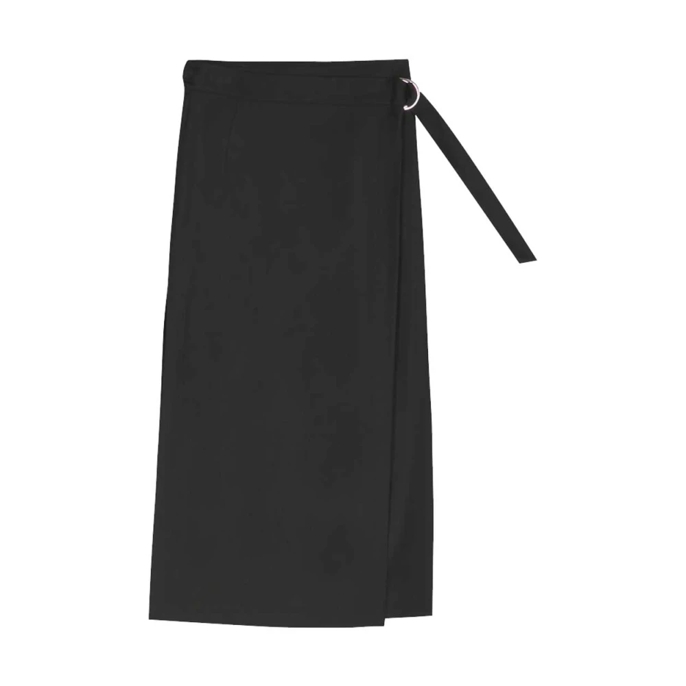 Barena Venezia Grijze Wollen Wikkel Midi Rok Black Dames