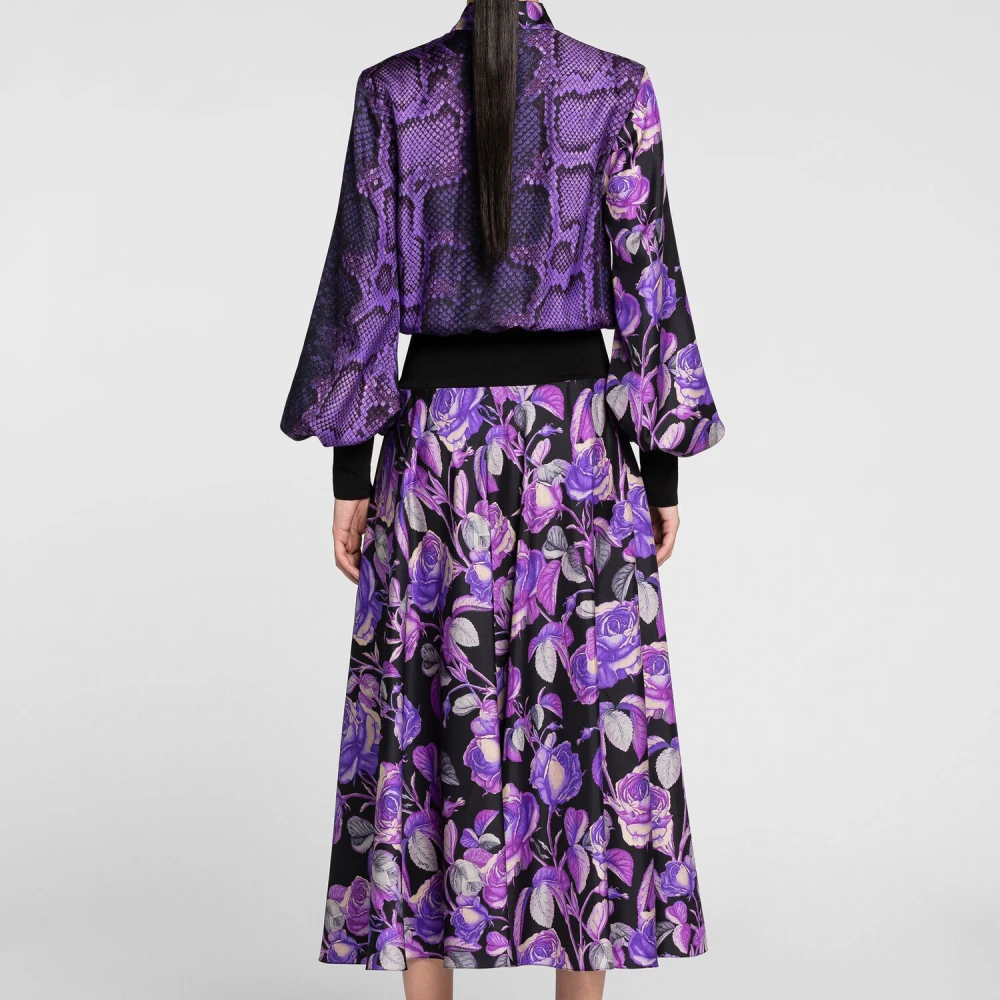 Roberto Cavalli Python-Print Jurk met Mock Hals Multicolor Dames