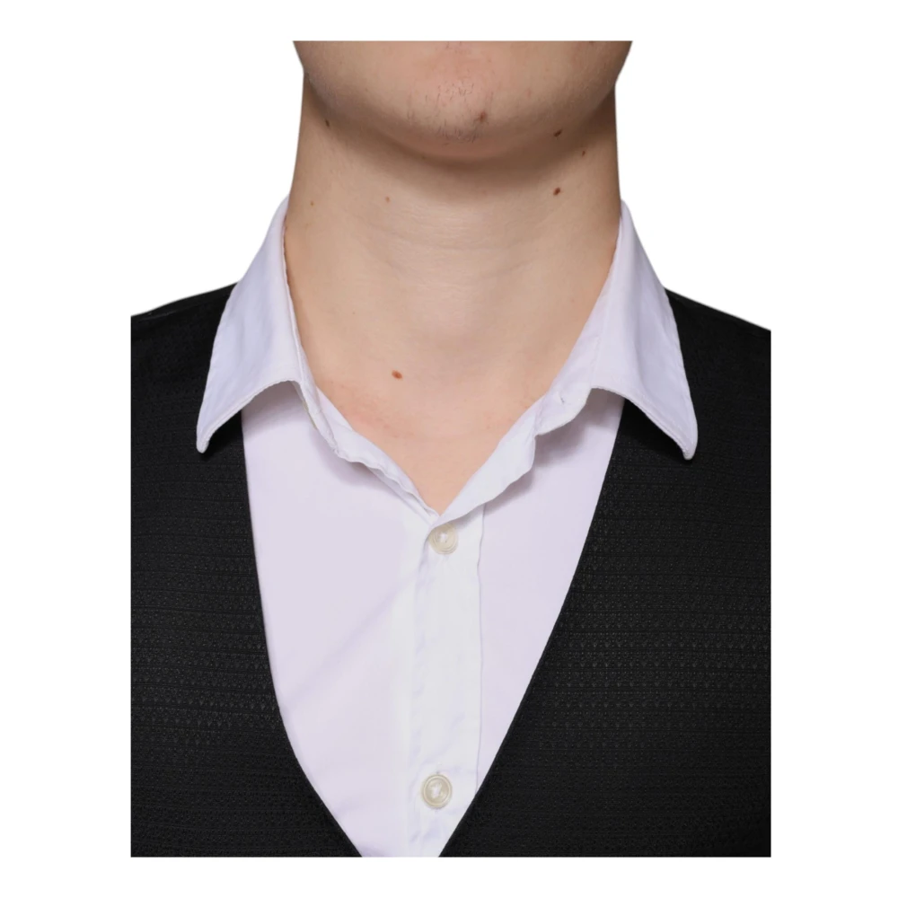 Dolce & Gabbana Zwart Wol Formeel Vest Jurk Black Heren