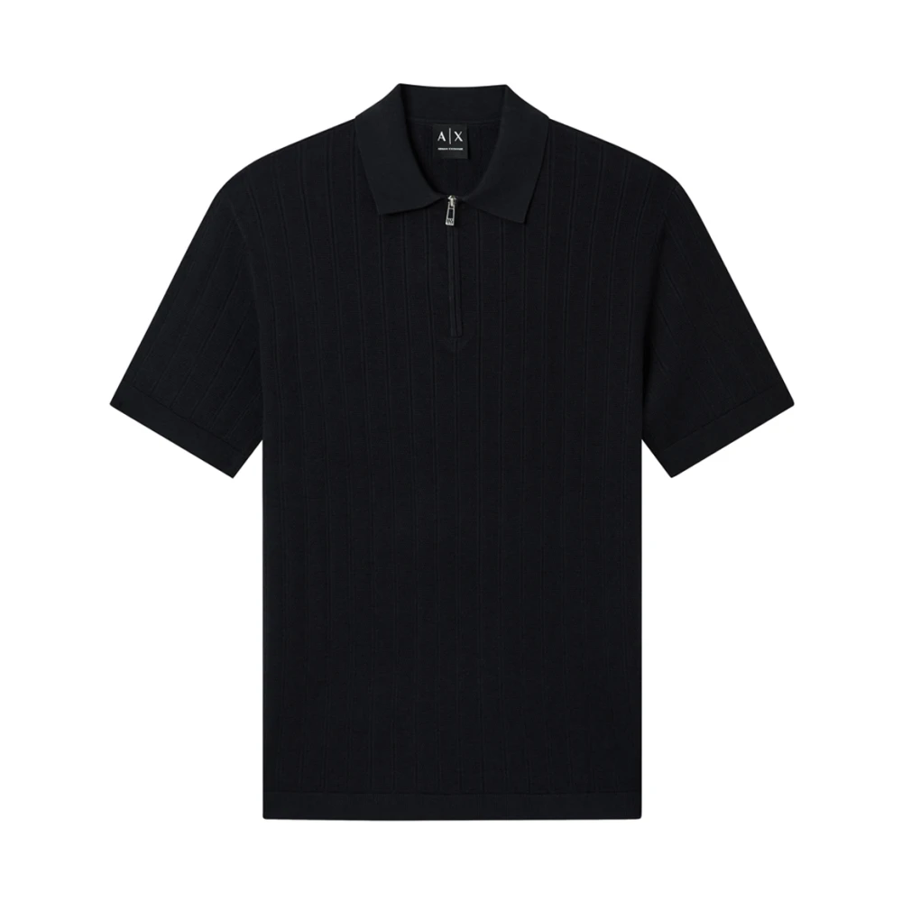 Armani Exchange Mannelijk Blauw Tops Heren, L, Katoen, Essential Cotton Knit Polo Shirt