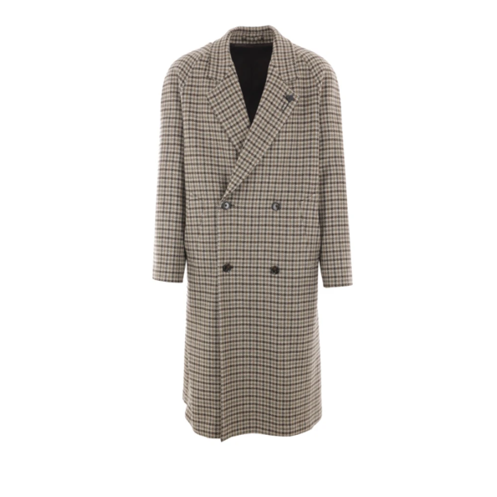 Lardini Dubbelbreasted wol- en kasjmierjas Beige Heren