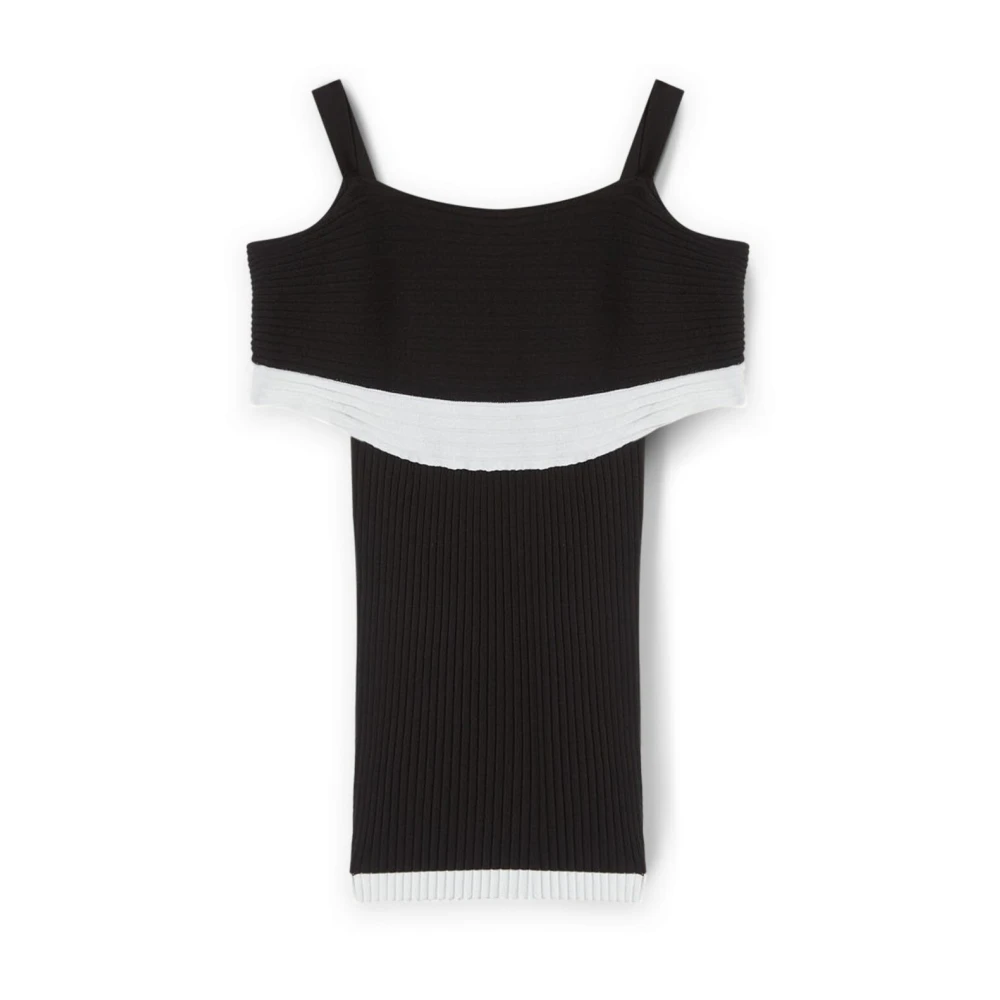 Motivi Schouderloze geribbelde trui Black Dames